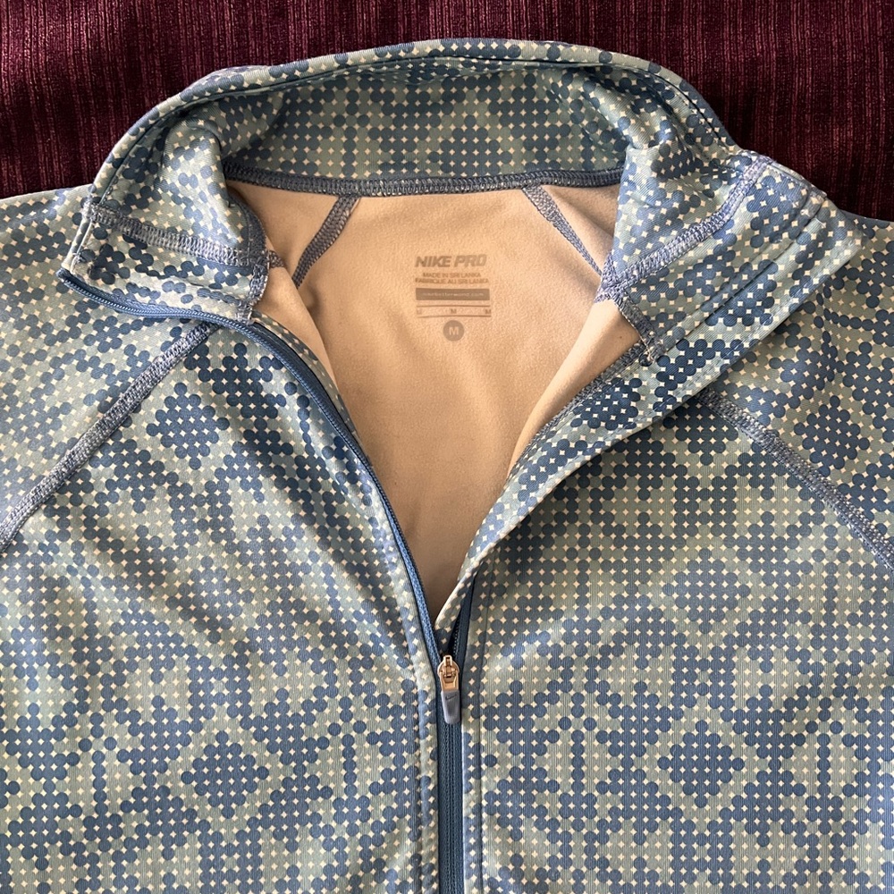Nike Pro Blue Dot Pattern Half Zip Pullover - image 2